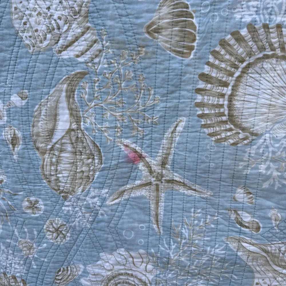 Nice light blue seashell quilt 98